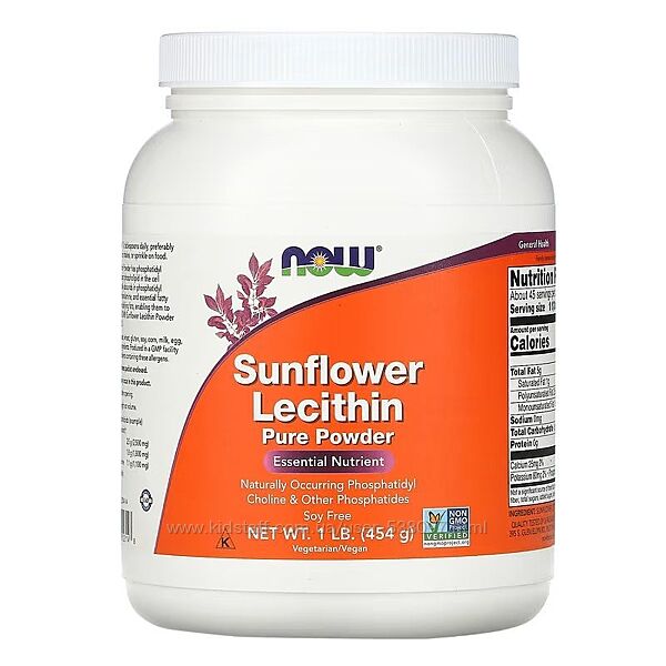 NOW Foods подсолнечный лецитин чистый порошок 454 г.