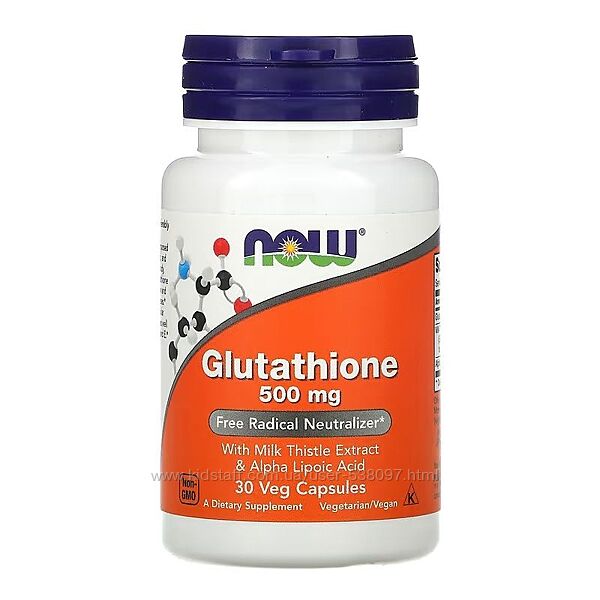 NOW Foods Глутатион. 500 мг, 30 вегетарианских капсул