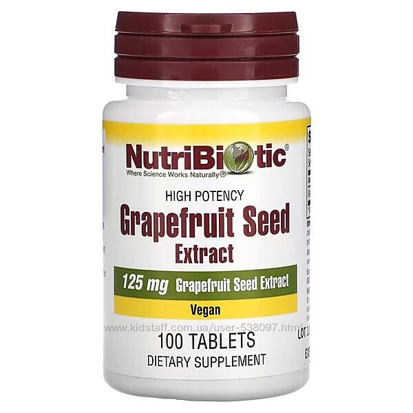 NutriBiotic экстракт семян грейпфрута. 125 мг, 100 таблеток