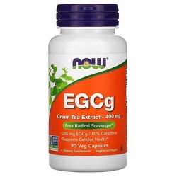 NOW Foods ЭГКГ экстракт зеленого чая. 400 мг, 90 вегетарианских капсул