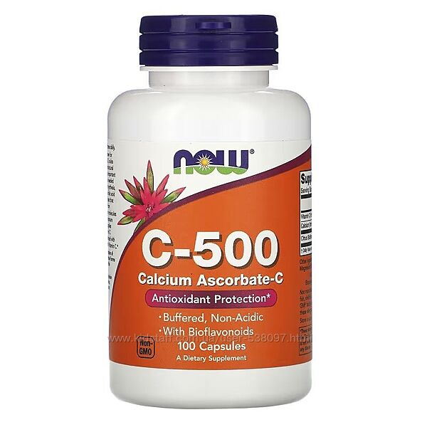 NOW Foods C-500 аскорбат кальция-C. 100 капсул. Витамин С 