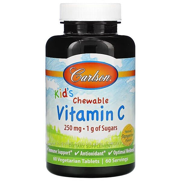 Carlson детский жевательный витамин C. 250 мг, 60 таблеток