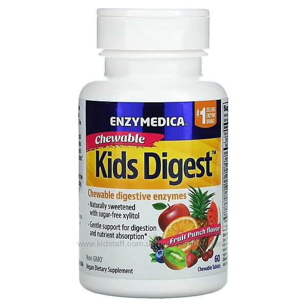 Enzymedica жевательные пищеварительные ферменты для детей. 60 таблеток