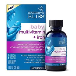Mommy&acutes Bliss детские поливитамины  железо, от 2 месяцев, виноград. 30