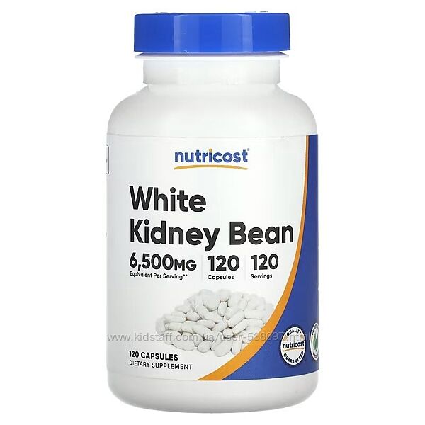 Nutricost Белая фасоль для похудения. 6500 мг, 120 капсул