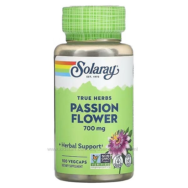 Solaray True Herbs пассифлора. 350 мг, 100 капсул VegCaps