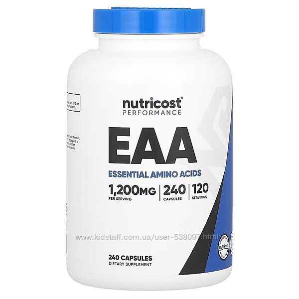 Nutricost Performance EAA незаменимые аминокислоты. 1200 мг, 240 капсул