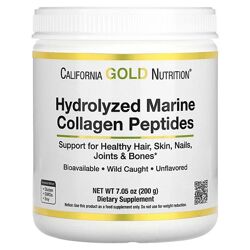 California Gold Nutrition гидролизованные пептиды морского коллагена. 200 г