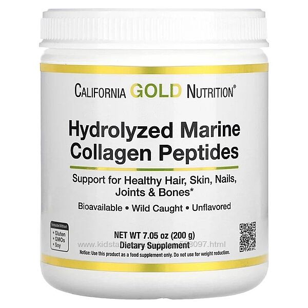 California Gold Nutrition гидролизованные пептиды морского коллагена. 200 г