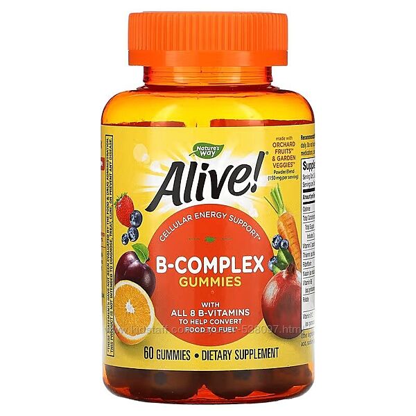 Nature&acutes Way Alive комплекс витаминов группы B со вкусом манго. 60 шт.