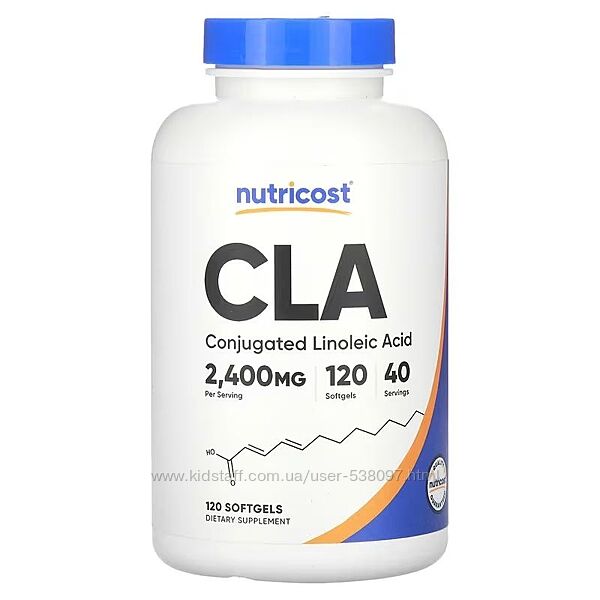 Nutricost CLA КЛК для похудения. 2400 мг, 120 капсул, 800 мг в 1 капсуле