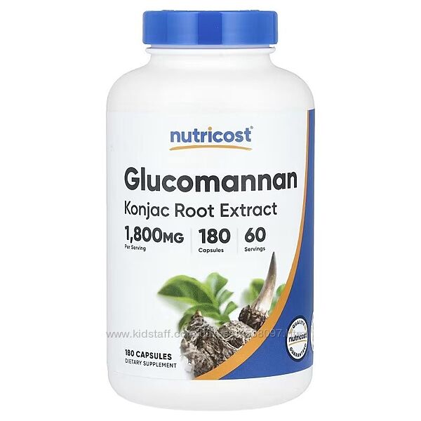 Nutricost глюкоманнан экстракт корня конжака. 1800 мг, 180 капсул