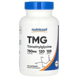 Nutricost TMG триметилглицин. 750 мг, 120 капсул. Бетаин ТМГ