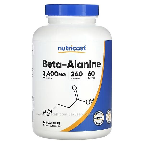 Nutricost бета-аланин. 3400 мг, 240 капсул 850 мг в 1 капсуле