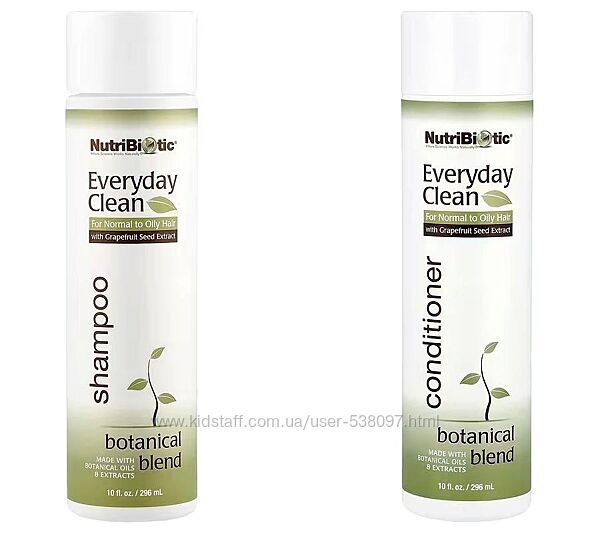 NutriBiotic Everyday Clean шампунь и кондиционер с экстрактами косточек