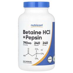 Nutricost Betaine HCl Pepsin Бетаин HCl Пепсин. 240 капсул