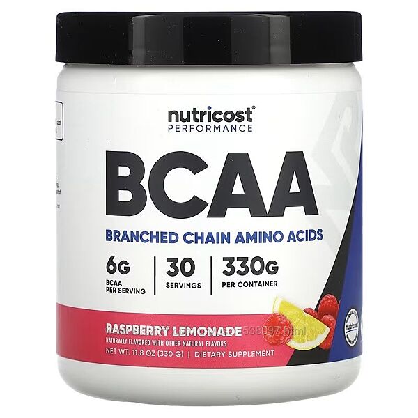 Nutricost Performance BCAA со вкусом малинового лимонада. 330 г 