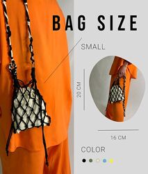 Сумка авоська мини макраме с довгий ручкою