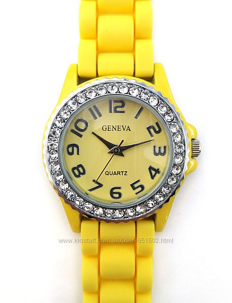Geneva часы из США с кристаллами силиконовый ремешок мех. Japan