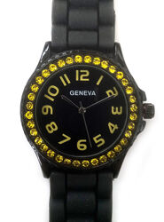 Geneva 5573 годинник із США з камінцями силікон мех. Singapore SII