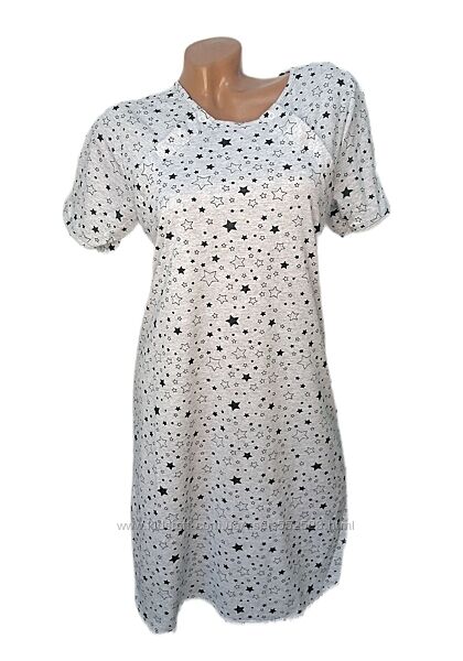 Жіноча сіра нічна сорочка для вагітних і кормлящих бавовна 42-54р.