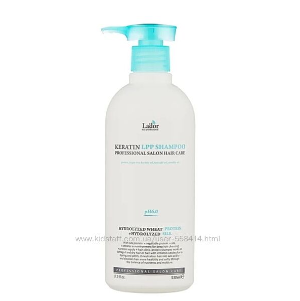 Кератиновый безсульфатный шампунь Lador Keratin LPP Shampoo pH 6,0 530 ml