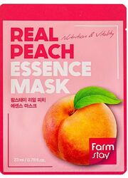 Тканинна маска з екстрактом персика farmstay real peach essence mask 23 ml