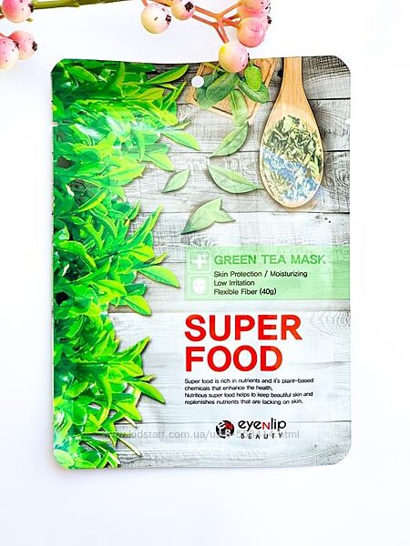 Тканинна маска з екстрактом зеленого чаю Eyenlip Super Food Green Tea Mask 