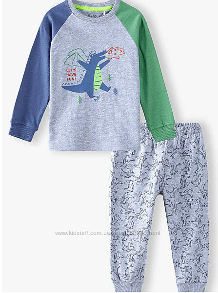 Хлопковая пижама 122-128 см 6-8 лет 5.10.15 Kids с принтом Динозавра