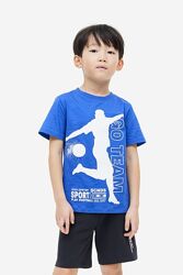 Футболка для мальчика 6-8 лет 122-128 см H&M Англия синяя в тематике Футбол