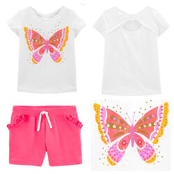 Костюм Carters Америка 5Т и 7Т футболка и шорты с бабочкой для девочки