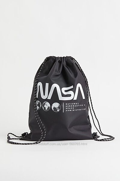 Сумка рюкзак для спортивной формы H&M Англия - черная с NASA