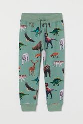 Хлопковые штаны H&M Англия 122 рр 6-7 лет с начесом теплые джоггеры Animals