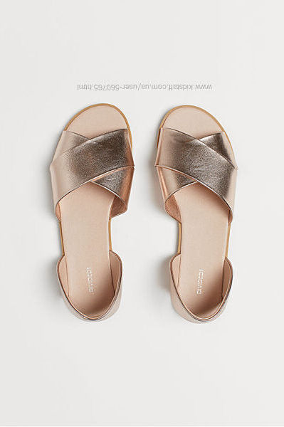 Женские босоножки H&M Англия 41-42 рр золотистые удобные сандалии
