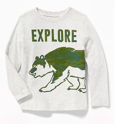 Футболка Old Navy Америка 3-5 років бавовоняна лонгслив графічний ведмідь