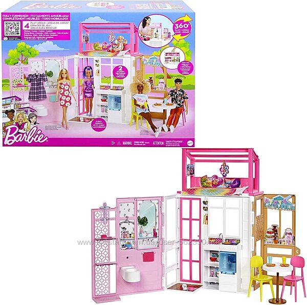Портативный домик для кукол Barbie Барби 2-этажный HCD47 оригинал