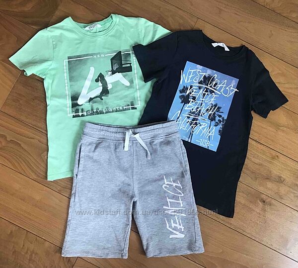Комплект H&M футболки  шорти, 134-146см.