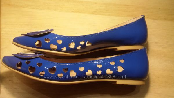 Балетки летние туфли HUBERTO S. MULLER синие лаковые р 36, 5-37