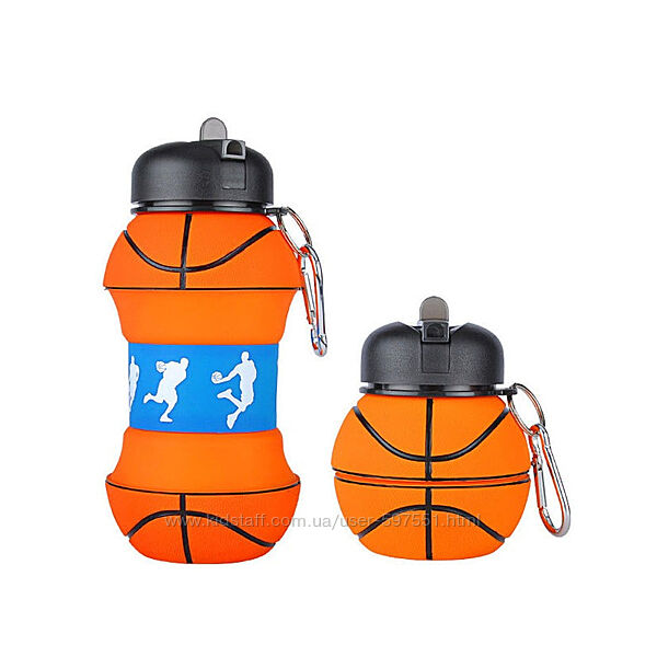 Спортивна силіконова пляшка для води складана 550 мл - баскетбол, теніс
