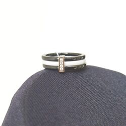 Женское кольцо керамика с серебром 18,5