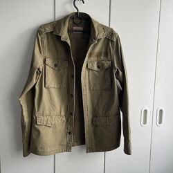 Джинсова щільна сорочка куртка Zara кольору хакі оригінал S