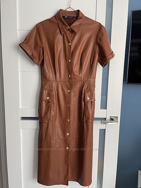 Сукня з еко шкіри осіння утеплена на осінь Zara M розмір 
