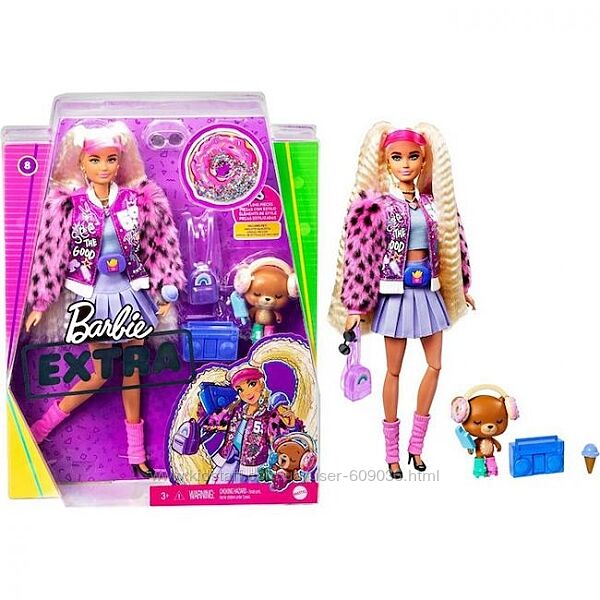 Кукла Барби Экстра Стильная Модница Barbie Extra Style Блондинка с косичкам