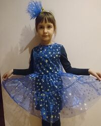 Новогоднее платье Ночь для девочки 6-7 лет