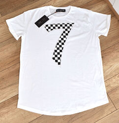 Breezy, качественная мужская футболка белого цвета, хлопок, цыфра 7, турция
