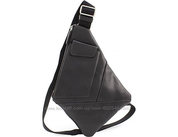 Стильна шкіряна сумка-слінг чорного кольору Grande Pelle