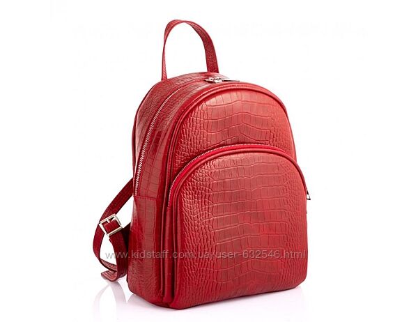 Шкіряний жіночий рюкзак червоного кольору Newery 