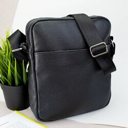 Сумка чоловіча шкіряна Handycover чорна через плече