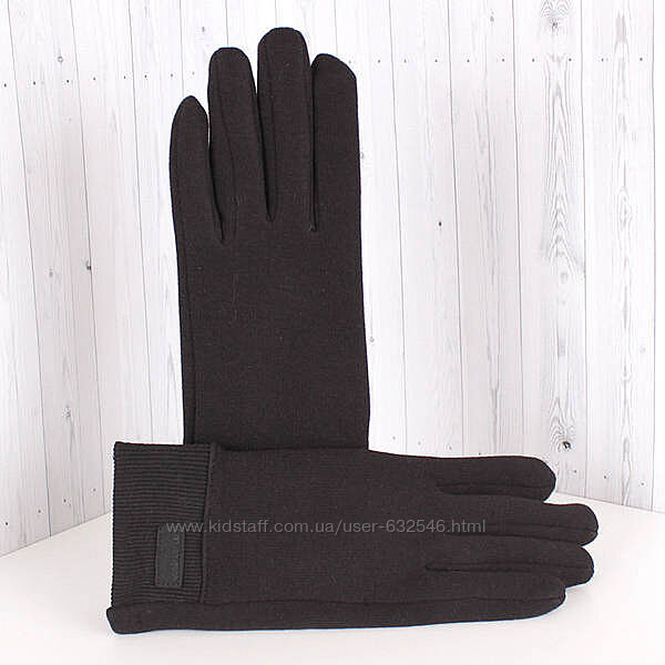 Рукавички жіночі текстильні чорні на хутрі