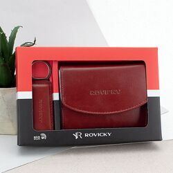 Подарунковий набір жіночий Rovicky червоний гаманець та брелок